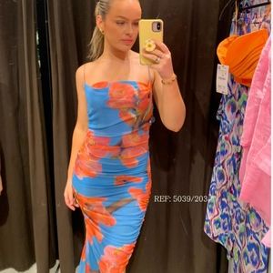 🆕️ Zara Printed Draped Tulle Dress